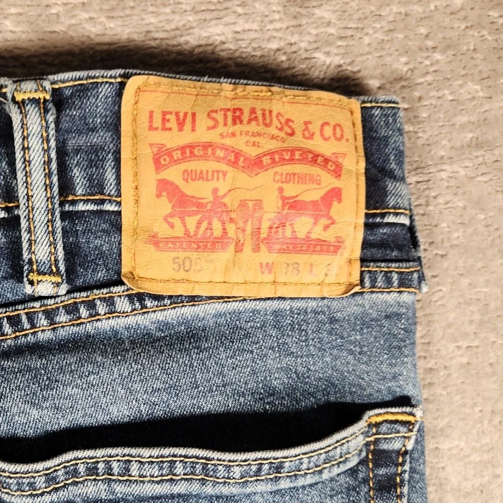 Levi's 505 Regular Fit Jeans Mens 38x30 Blue Excellent Straight Leg‎ Denim